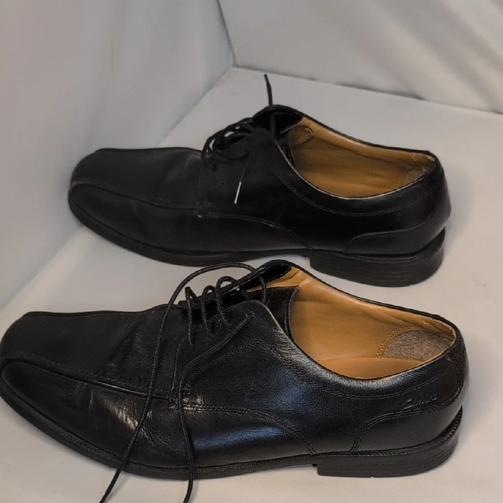 Clarks Beeston Stride Black Leather Oxford Shoes Size 13M